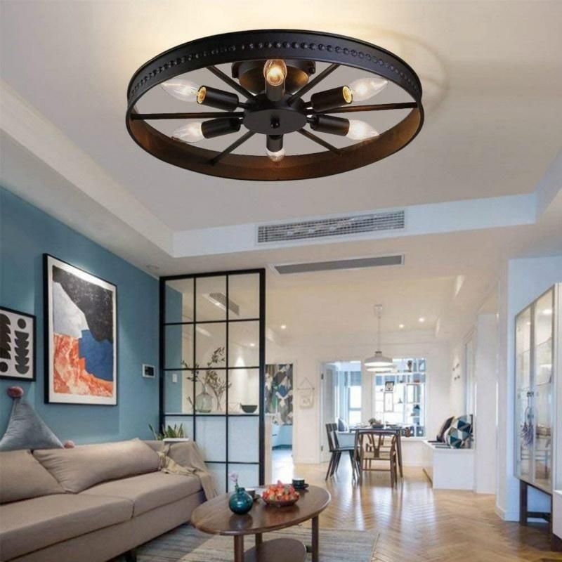 American Loft Industrial Light Design Round Iron Ceiling Lamp Bedroom Light Lamp Retro (WH-LA-26)