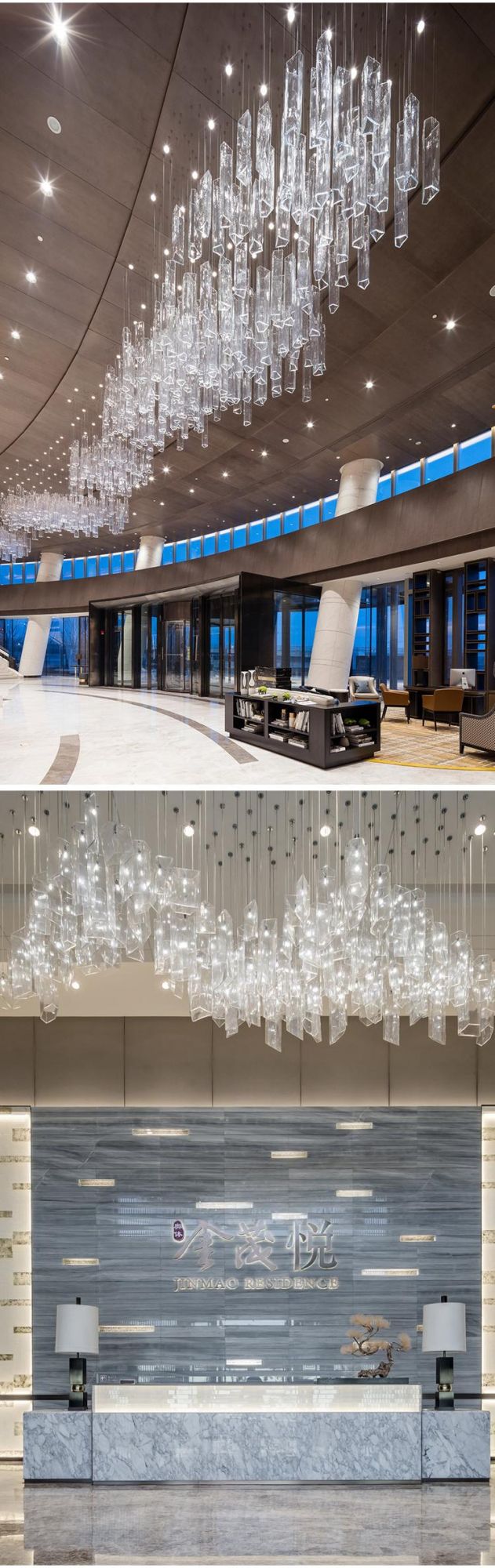 New Design Decorative Commercial Banquet Hall Villa Modern Glass Acrylic LED Chandelier Light