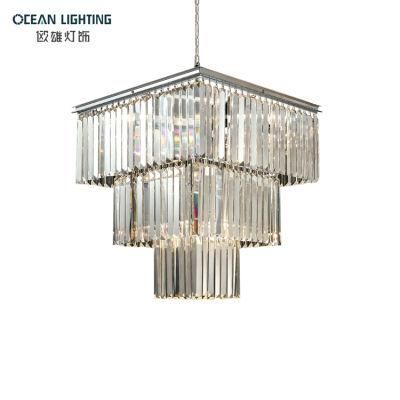 Square Indoor Lighting LED Crystal Chandelier Luxury Decoraitve pendant Lamp