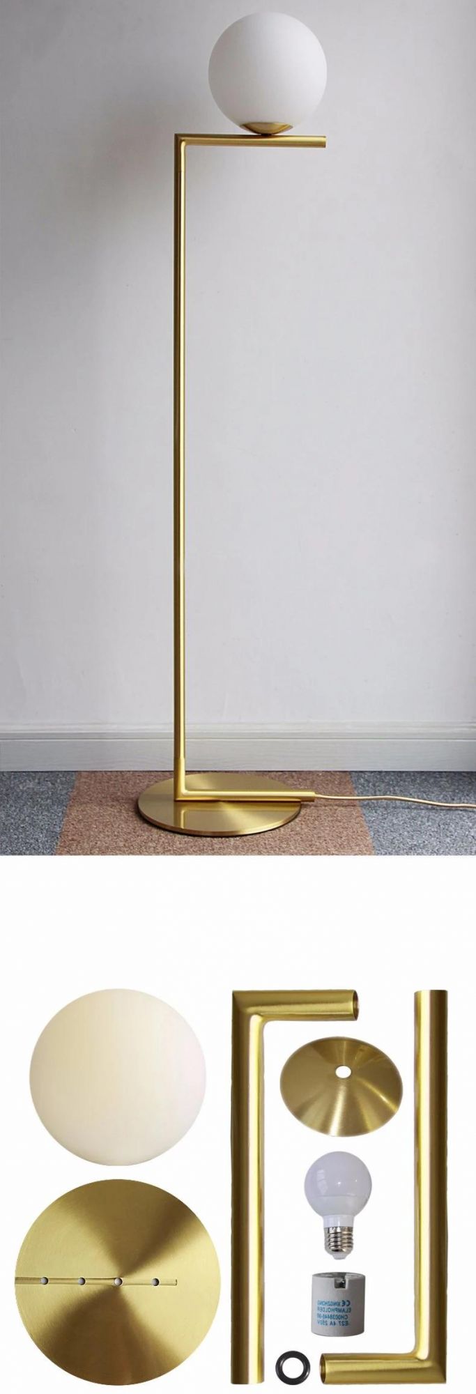 Copper Floor Lamp with Glass Decorative Floor Lighting