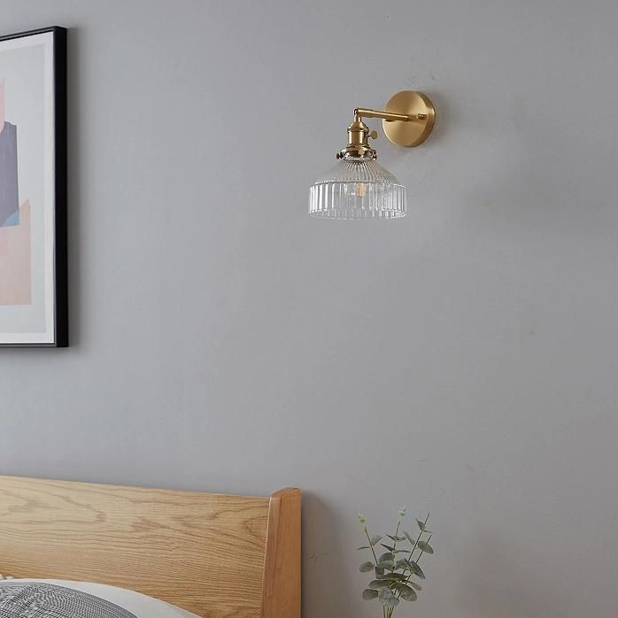 Nordic Postmodern Bedroom Bedside Glass Wall Lamp Light Luxury Copper Lamp