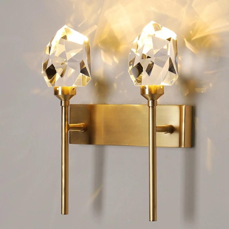 LED Crystal Wall Light All Copper Nordic for Bedroom Living Room Gold Wall Sconce (WH-OR-100)