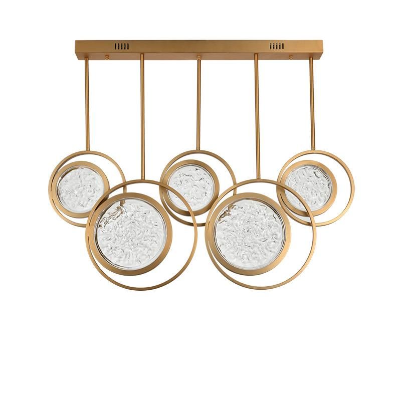 Modern Gold Ring Crystal Ceiling Lamp Minimalist Glass Pendant Light