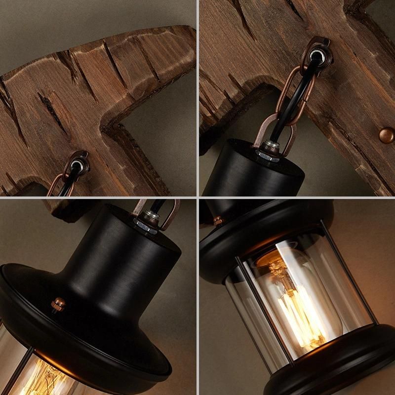 Restaurant Bar Cafe Light Creative Industrial Vintage Wood Wall Lamp (WH-VR-53)
