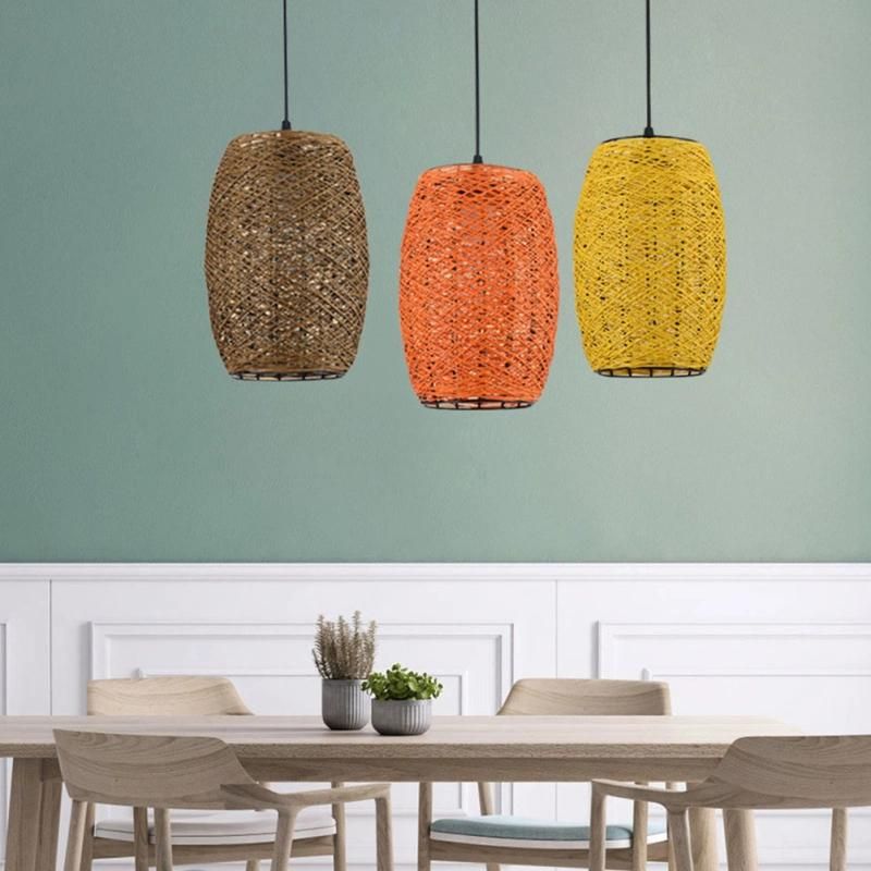 Natural Weaving Hanging Light Rustic Rattan Woven Ceiling Lamp