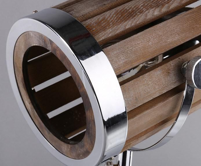 Vintage Wood&Steel Tripod Standing Floor Lamp for Interior Decoration