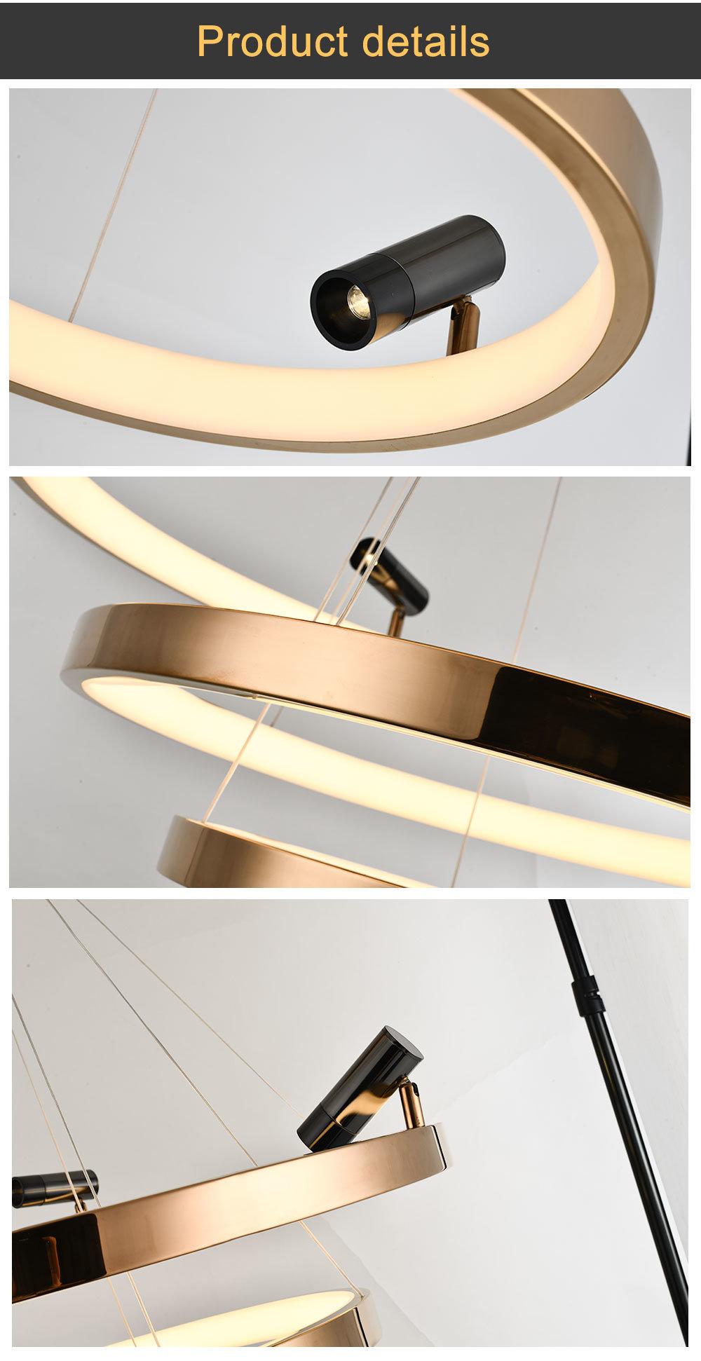 LED Circular Decorate Pendant Hanging Ring Bedroom Living Room Bar Hotel Modern Chandeliers Light