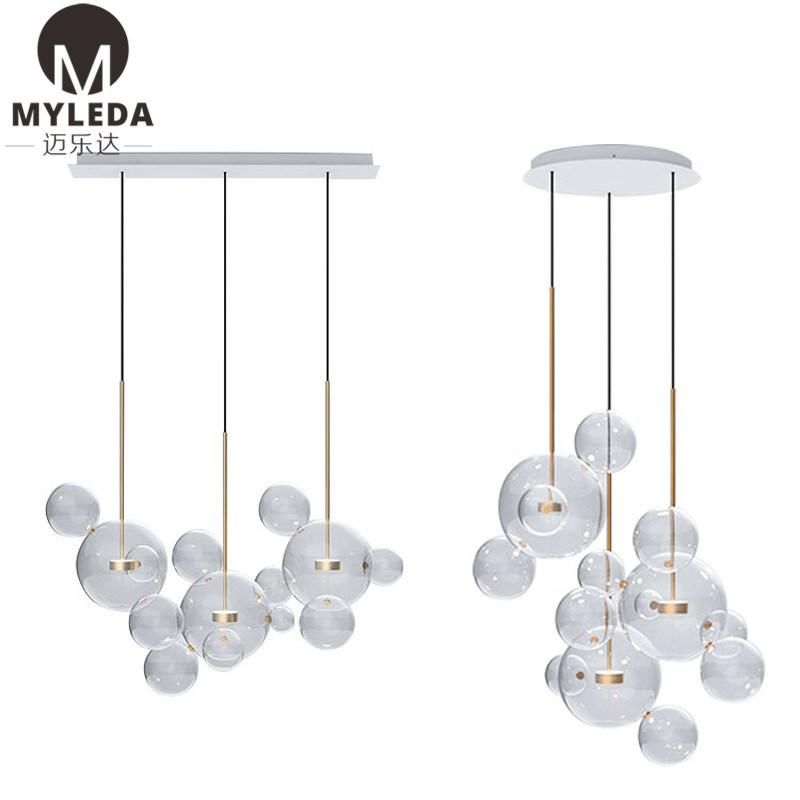 Modern Simple Hotel Decorative Clear Glass Ball LED Pendant Lamp