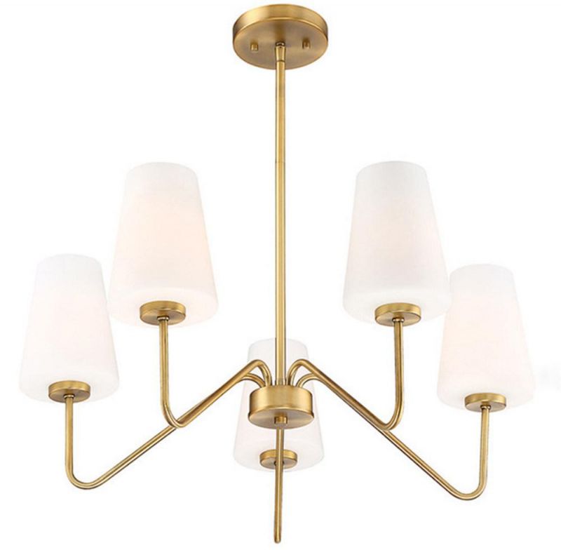Small American Chandelier Modern Minimalist Light Luxury Warm Dining Room Bedroom Study Glass Lampshade Full Copper Lamps