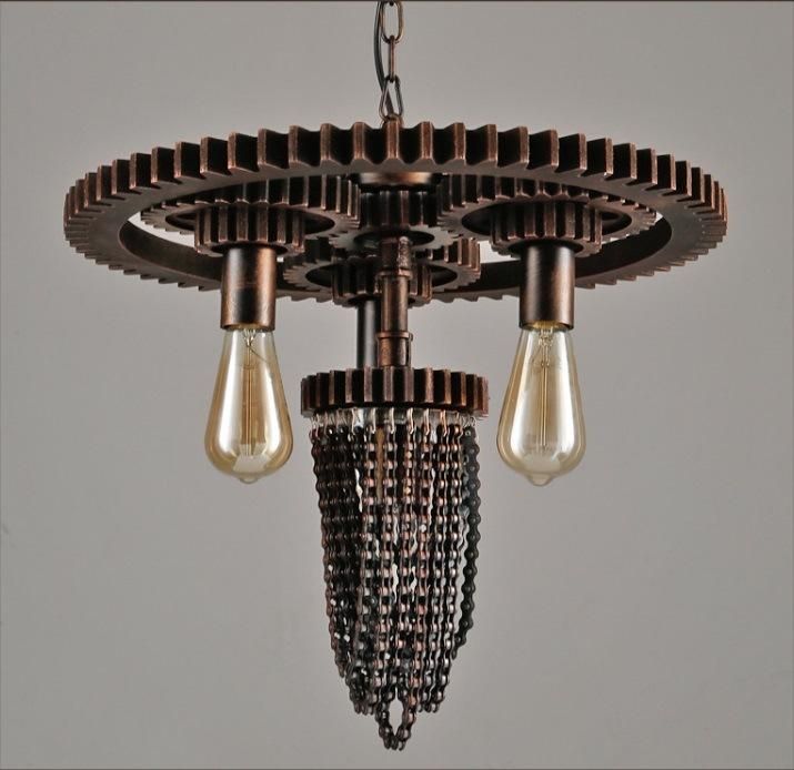 Retro Modern Rusty Iron Hanging Pendant Light Chandelier for Bar