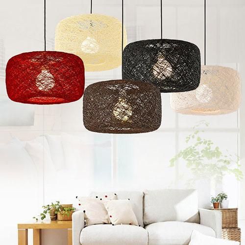 Modern Simple Indoor Hanging Pendant Lamp with Rattan for Bedroom