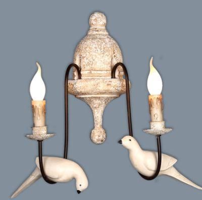 Retro Bird Wall Lamp French Vintage White Wood Wall Sconce Rustic Wall Lamp (WH-VR-70)