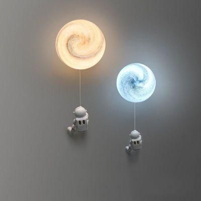Children&prime;s Room Moon Wall Lamps Modern Simple Creative Astronaut Cartoon Wall Lights Bedroom Bedside Background Wall Decor Lamp