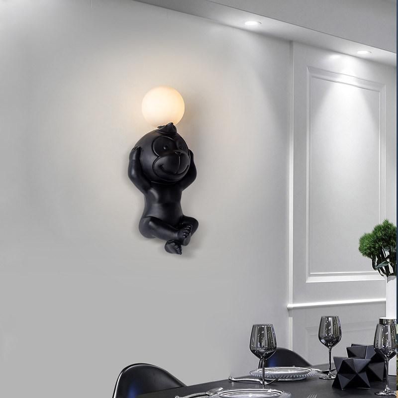 Cute Monkey Bear Mouse Children Room Wall Light with G4 Bulb Resin Doll Wall Light (WH-OR-141)
