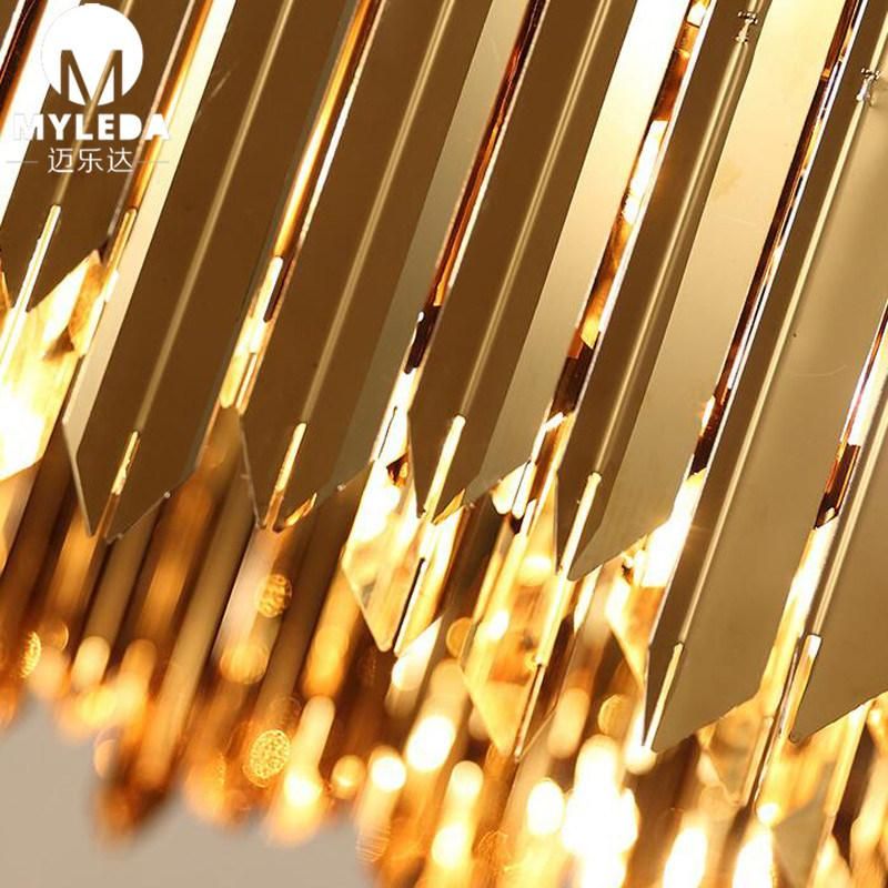 Modern Round Gold Reception LED Chandelier Lamp for Interior Projects