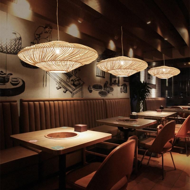 UFO Shades Rattan Lamp Creative Chinese Style Pendant Lights Wooden Suspension Lamp (WH-WP-54)