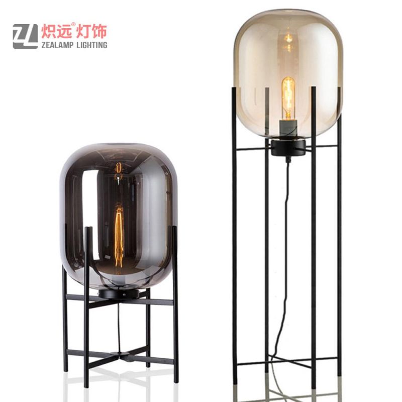 Modern Design Iron Standing Glass Shade Floor Lamp for Hotel