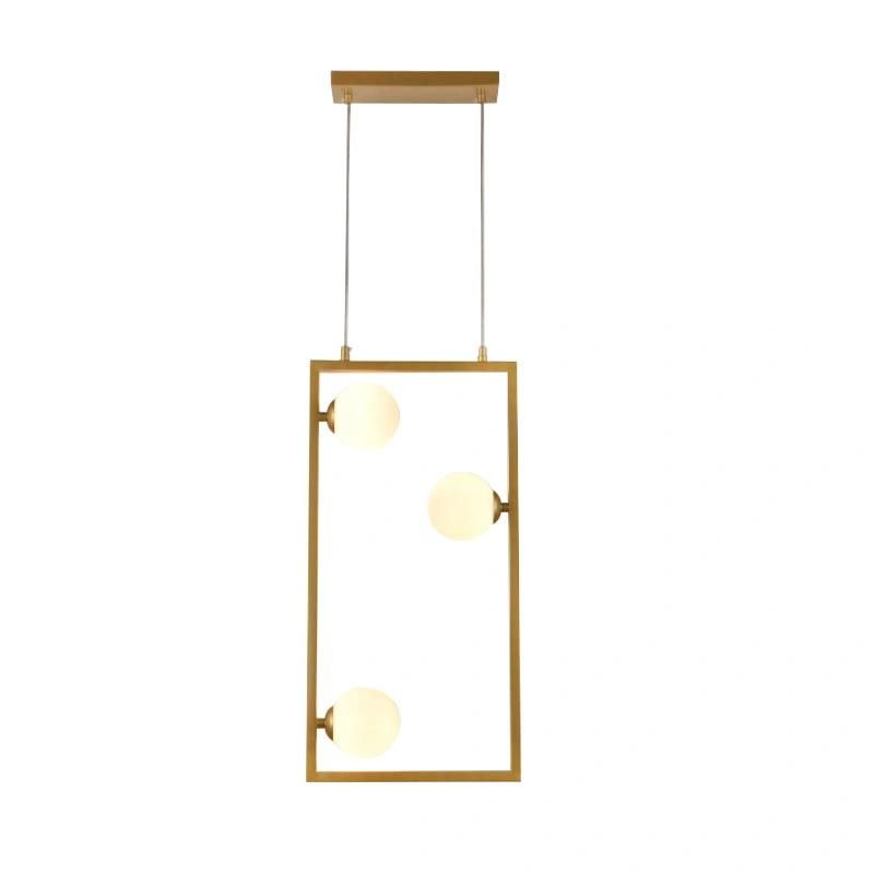Three Lite G9 Golden Frame Roud Glass Ball Pendant Lamp