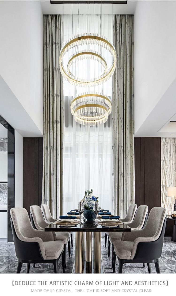 Custom Crystal Crystal Ring LED Pendant Light for Bedroom Dining Room