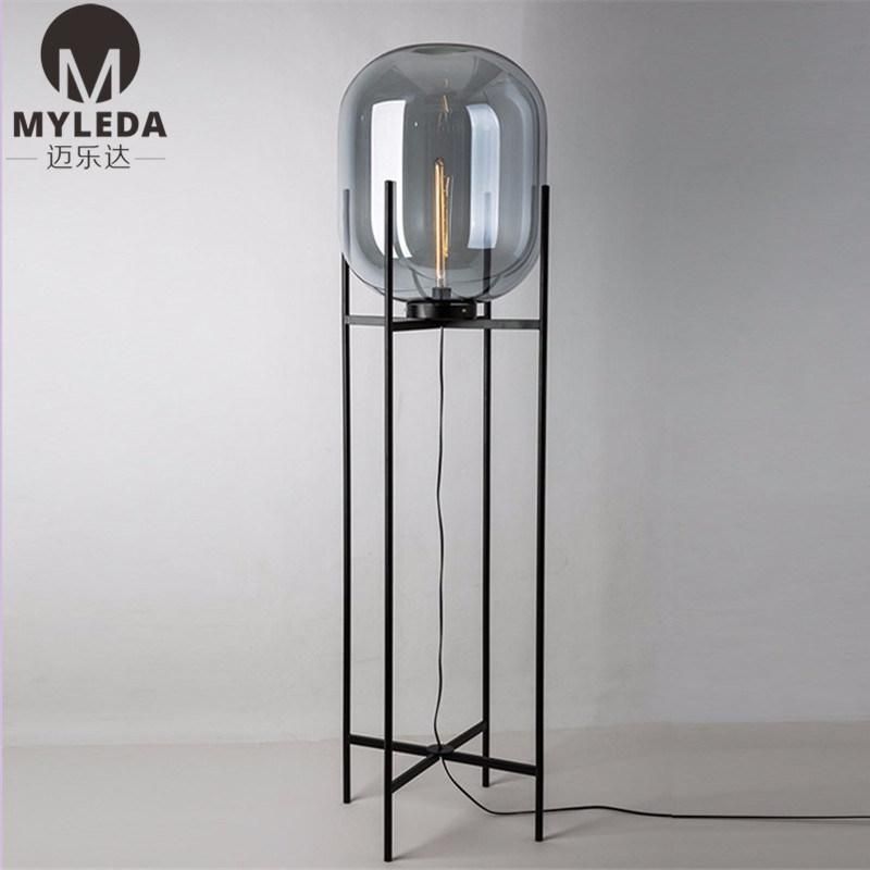 Indoor Modern Decoration Hotel Project Environment Glass Standing Floor Lamp