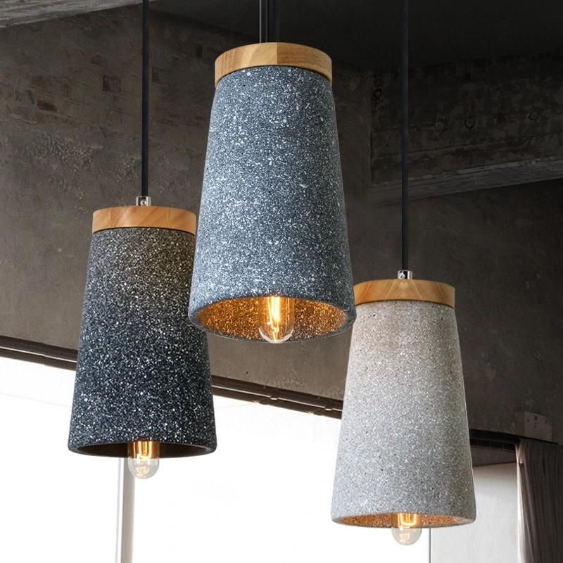 Creative Cement Pendant Lights Maarten Unique Cement and Wooden Tall Dome Pendant Light (WH-AP-338)