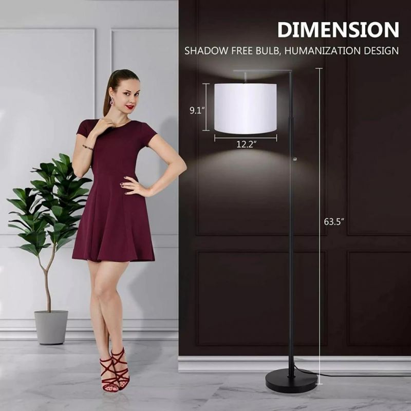 Stepless Brightness &4 Color Temperature Modern Standing Shade LED Floor Lamp with Remote & Rotary Switch Control
