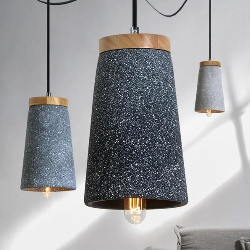 Creative Cement Pendant Lights Maarten Unique Cement and Wooden Tall Dome Pendant Light (WH-AP-338)