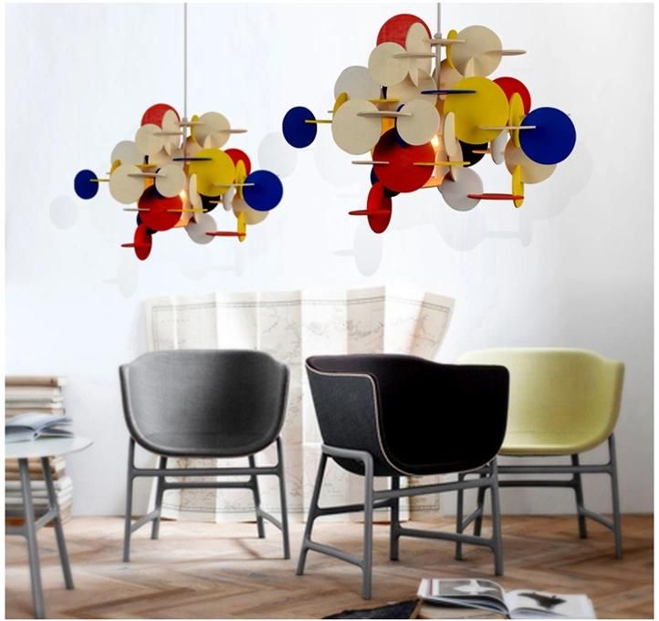 Special Lamp Fancy Lights Wood Material Colorful Lighting Design Chandelier