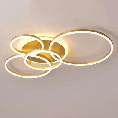 Modern Indoor Luxury Remote Control LED Round Ring Ceiling Light