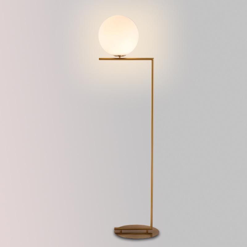 Nordic Design Hotel European Black Copper LED Milk White Round Glass Marble Decoration Desk Reading Table Lighting Gold Metal Table Lamp with Glass Ball