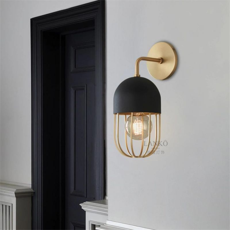 Post Modern Iron Lantern Black Gold Wall Lamps Haley Wall Sconce (WH-OR-192)