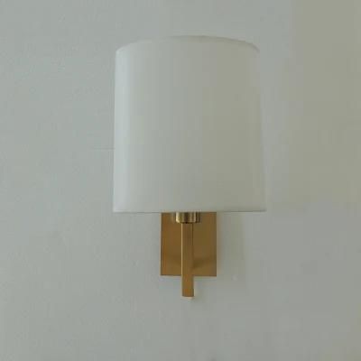 White Acrylic Lamp Shade and Metal Wall Plate Wall Lamp.