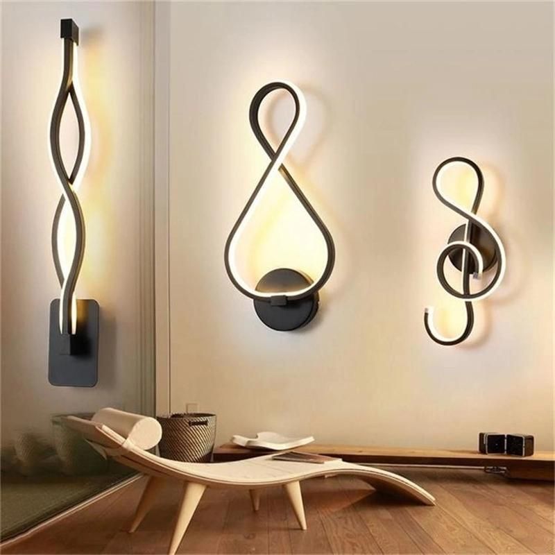 Modern Minimalist Wall Lamps Living Room Bedroom Bedside Luster AC90V-260V LED Indoor Black White Lamp Aisle Lighting Decoration