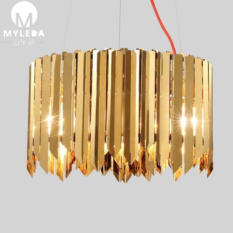 Modern Round Gold Reception LED Chandelier Lamp for Interior Projects