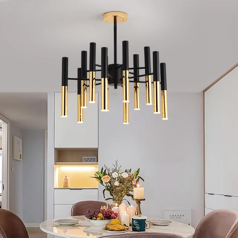 Golden Living Room Chandelier Simple Modern Dining Room Lamp Creative LED Pendant Light