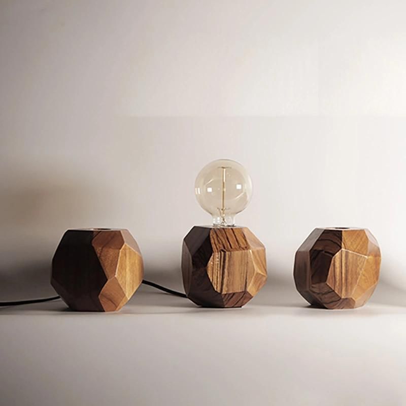 Walnut Solid Wood Desk Light Beauty Vintage Bedroom Bedside Table Lamp