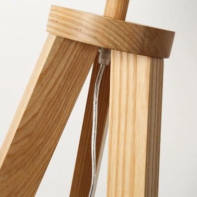 Modern Wooden Fabric Living Room Bedroom Floor Lamp Night Wooden Tripod Floor Lamp (WH-WFL-14)