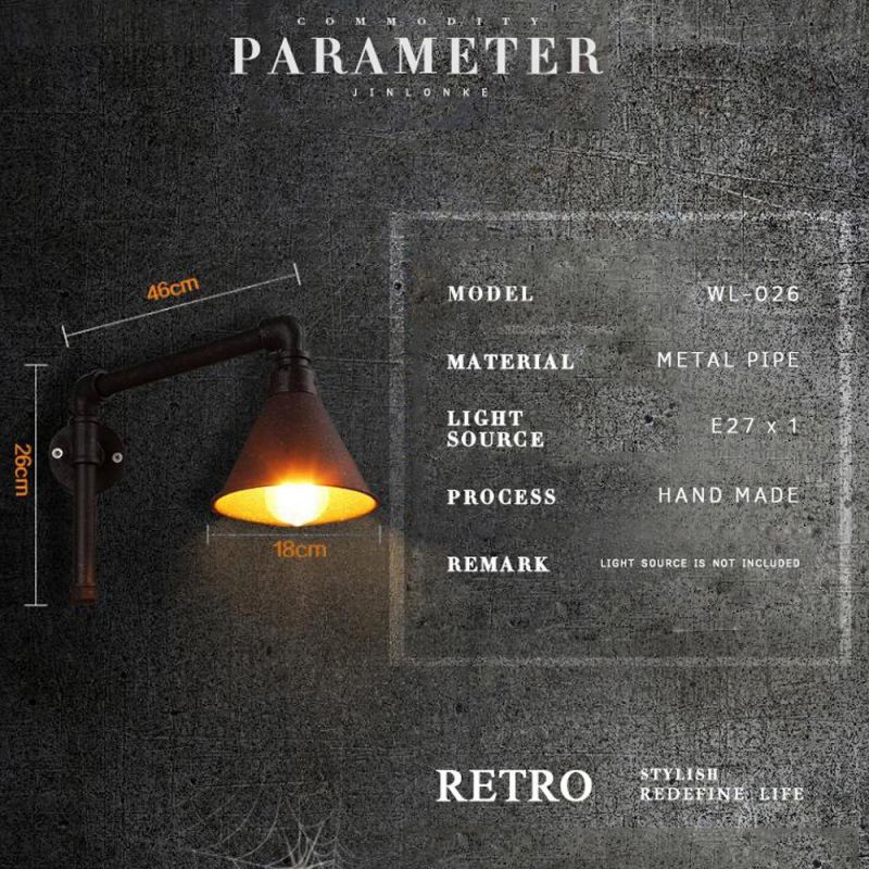 Modern Vintage Industrial Loft Metal Black Rustic Wall Sconce Light Retro Wall Lamp