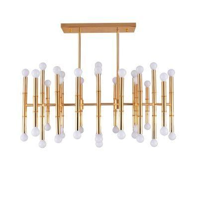 Modern Creative Villa Bar Counter Personality Oblong Round Bamboo Lighting Nordic Simple Living Room Restaurant Shop Chandelier