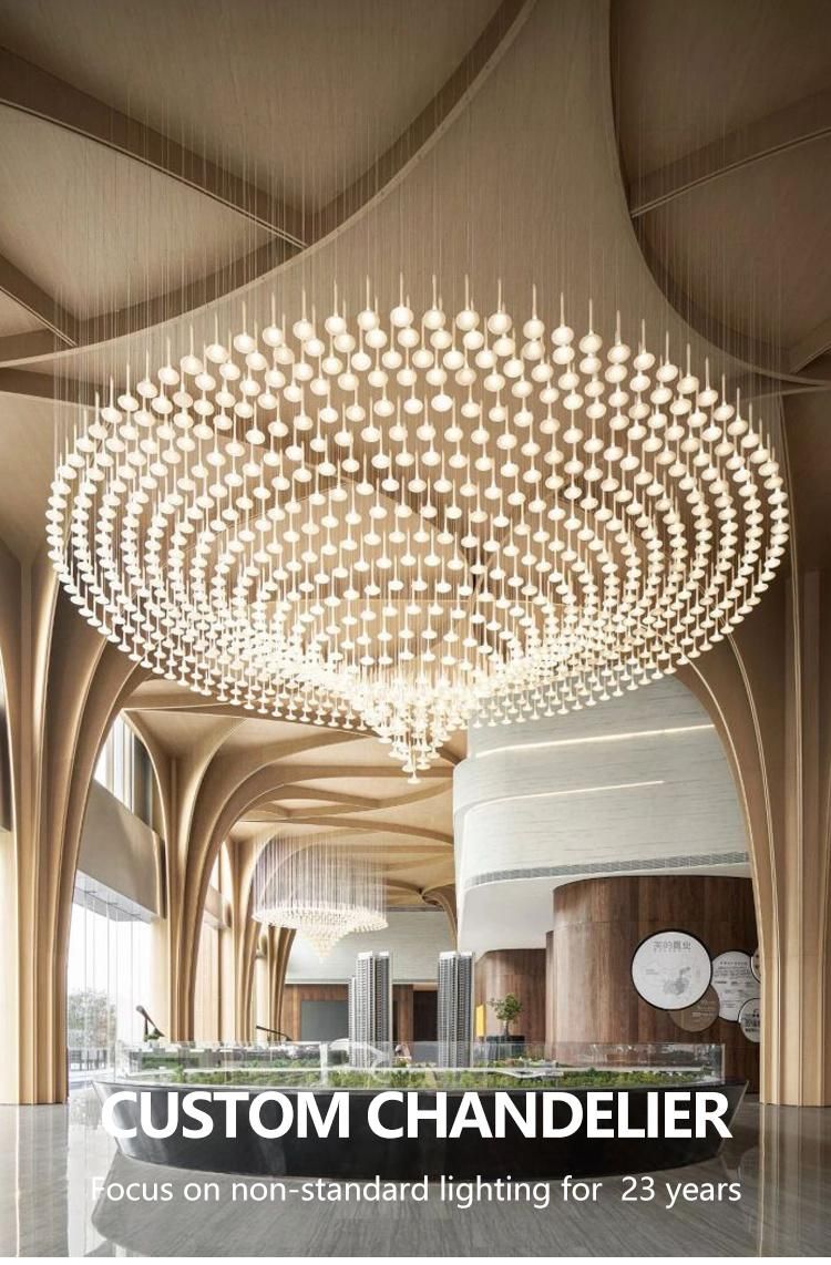 Hot Sale Decoration Large Custom Hotel Villa Glass LED Chandelier