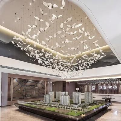 Bird Shape Decor Super Market Store Show Room Custom Large Luxury Glass LED Chandelier Light