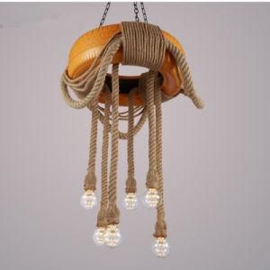 Yellow Tyre Hemp Rope Pendant Light with Six Lights