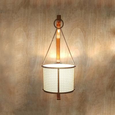 Plating Metal Body and Fabric Shade Wall Lamp.