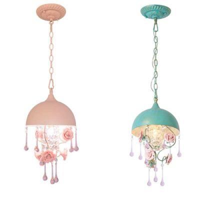 Rural Style Girls Bedroom Pink Crystal Decorative LED Chandelier Lighting