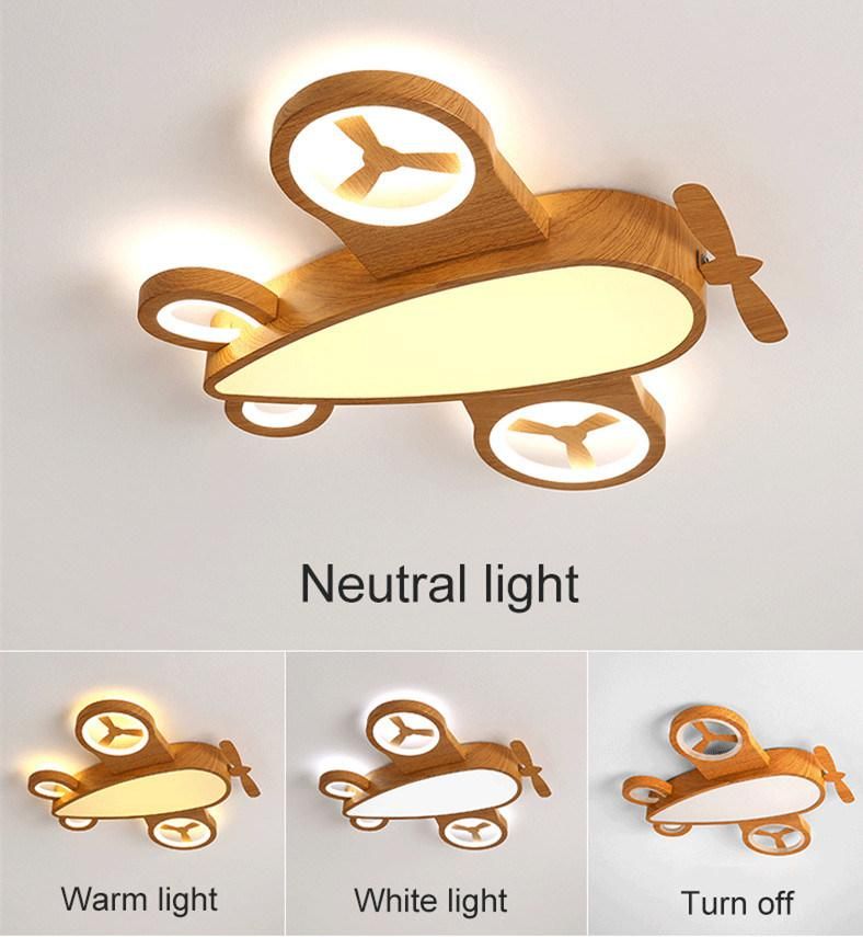 Wooden Cartoon Airplan Ceiling Light Nordic Japanese Kids Room Lamp (WH-WA-27)