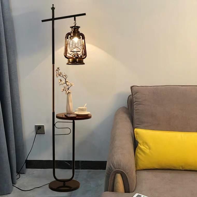 American Makaron Floor Lamp Retro Vertical Living Room Coffee Table Bedroom Table Lamp Creative European Charging Sofa Lamp