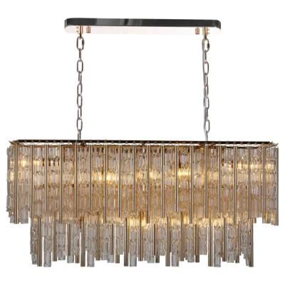 Post-Modern Luxury Creative Restaurant Gold High Quality Glass Rectangular Chandelier