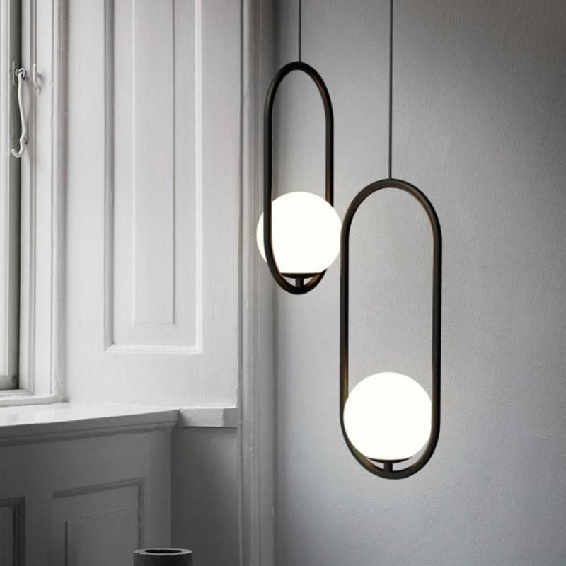 LED Pendant Lights Home Decoration Living Room Bedside Glass Black Suspension Lamp (WH-GP-39)