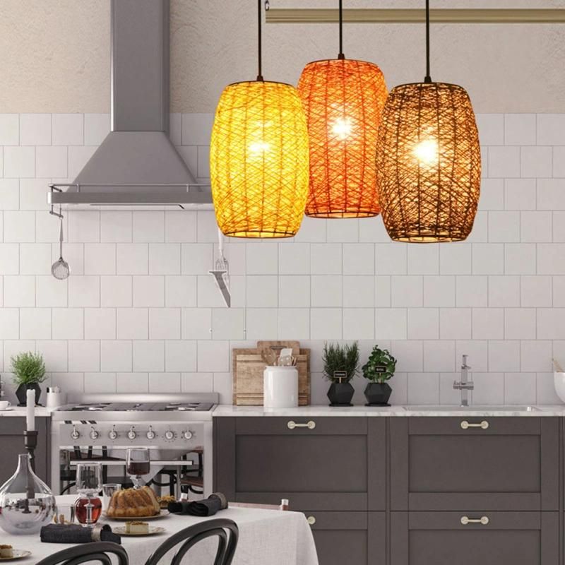 Natural Weaving Hanging Light Rustic Rattan Woven Ceiling Lamp