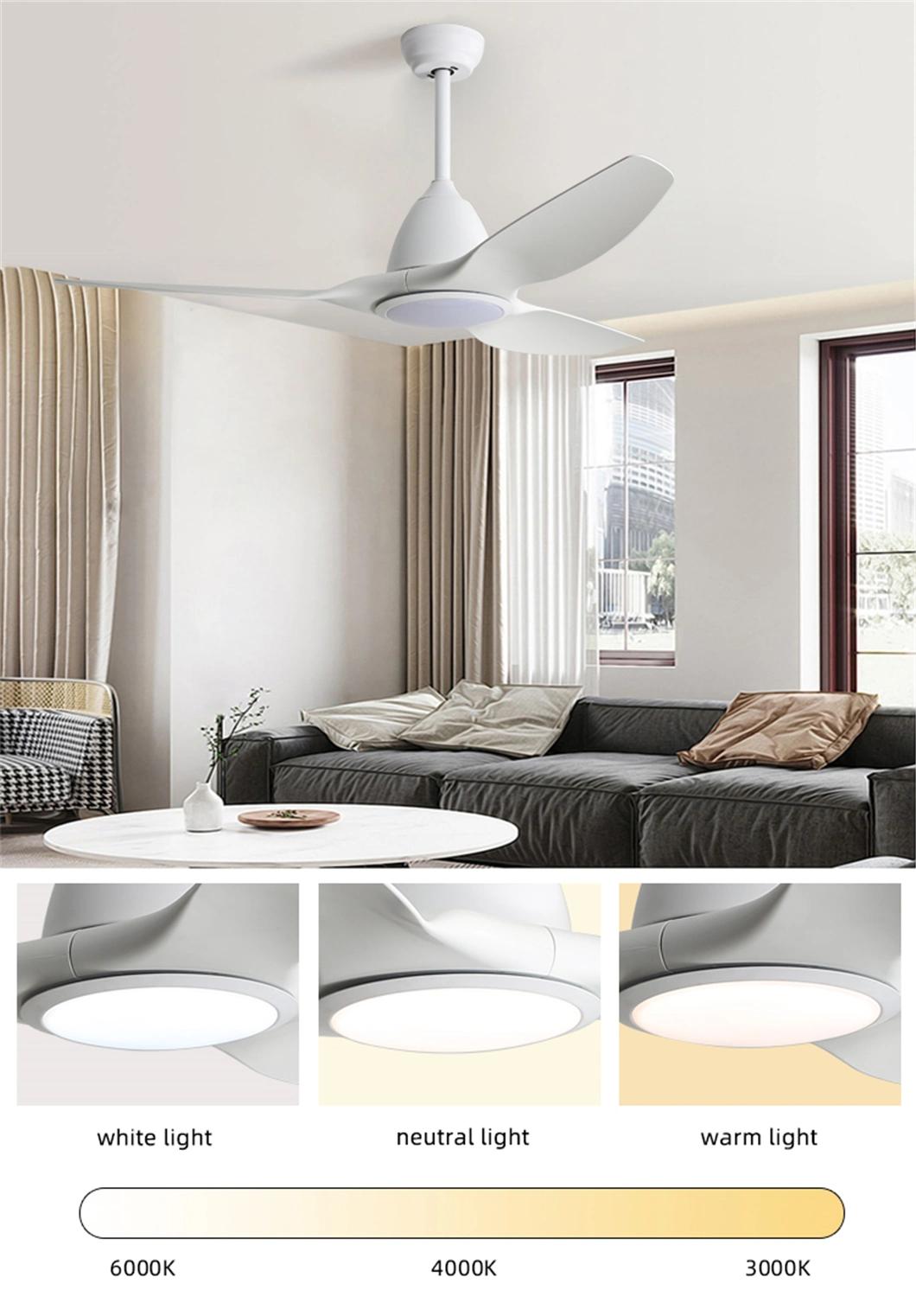 Modern Decorative Save Energy Low Noise 5 Fan Speed 3 Colors Dimming LED Ceiling Fan Light